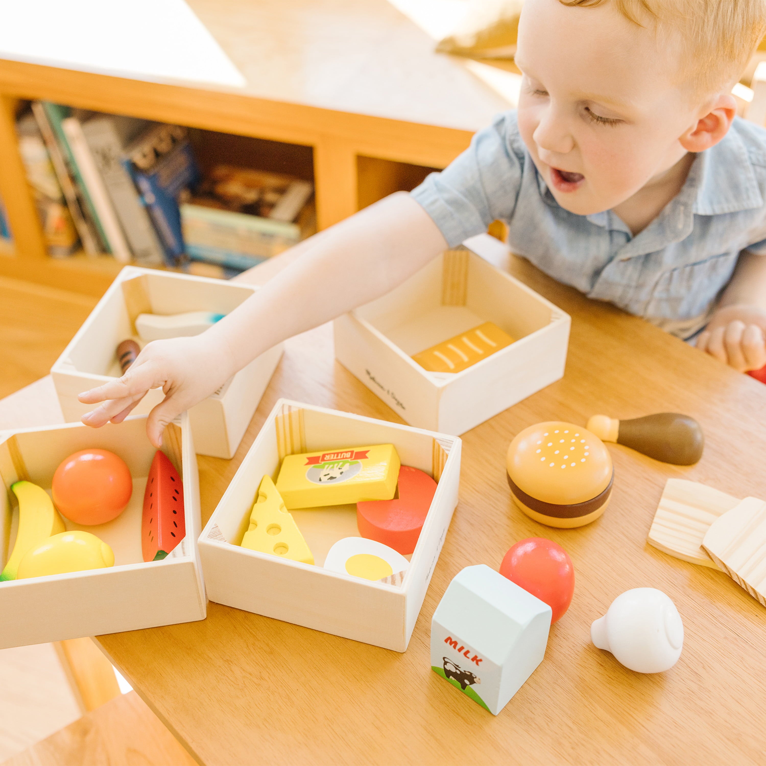 Melissa and Doug Food Groups - 21 Wooden Pieces and 4 Crates