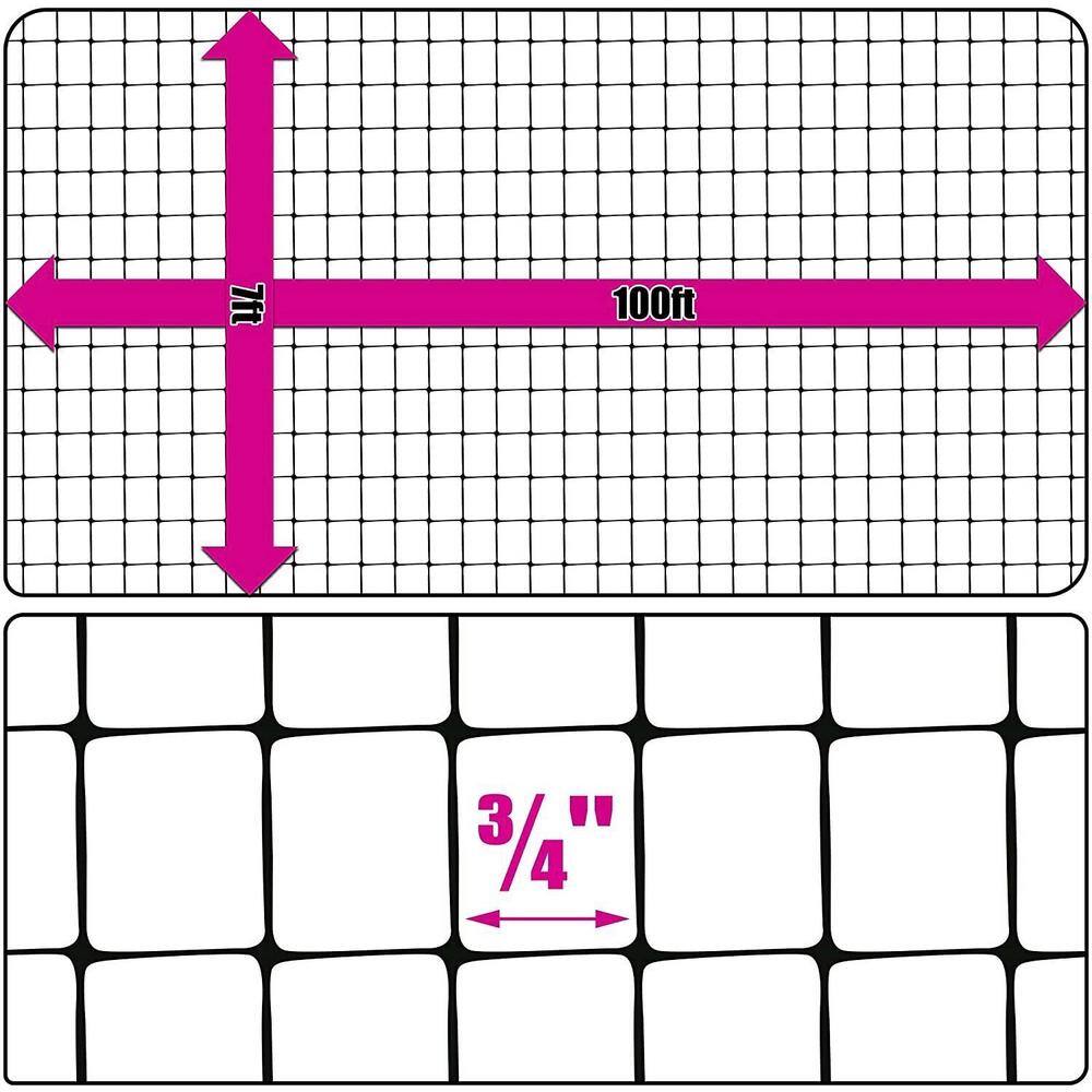 allFENZ 7 ft. x 100 ft. Black Polypropylene Deer Fence DF8410034B