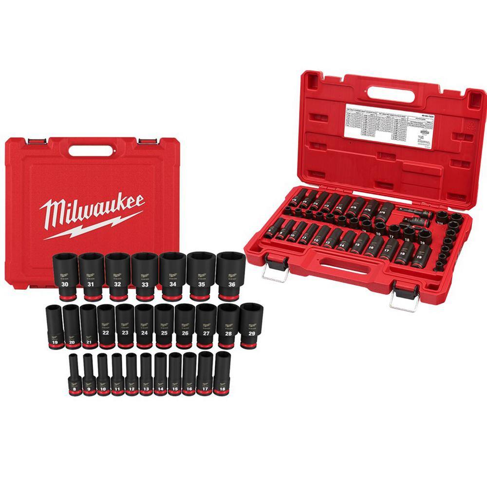 MW SHOCKWAVE 12 in.  38 in. Drive MetricSAE 6 Point Impact Socket Set (72-Piece) 49-66-7015-49-66-7009