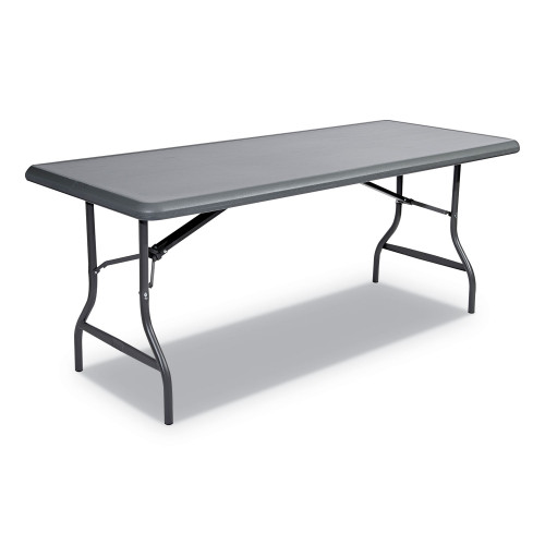 Iceberg IndestrucTable Industrial Folding Table， Rectangular Top， 1，200 lb Capacity， 72w x 30d x 29h， Charcoal (65227)