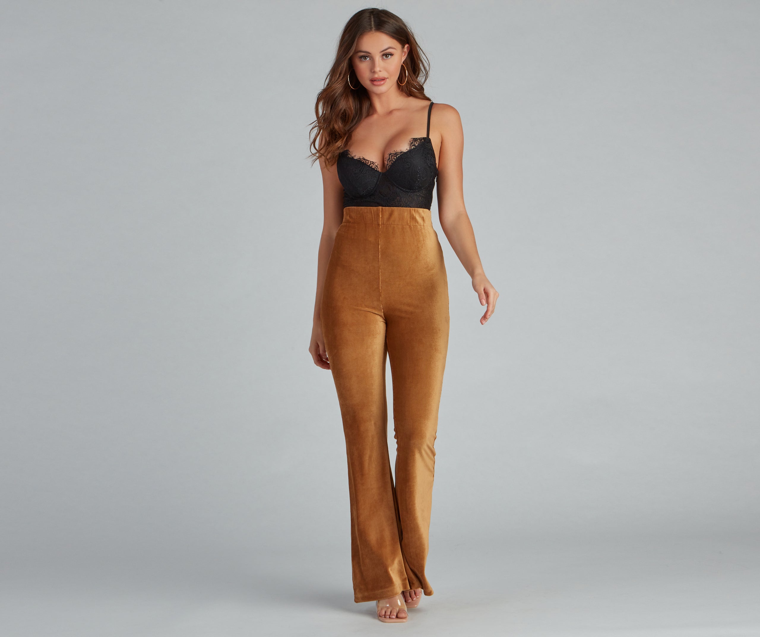 Trendy Luxe Velvet Flare Pants