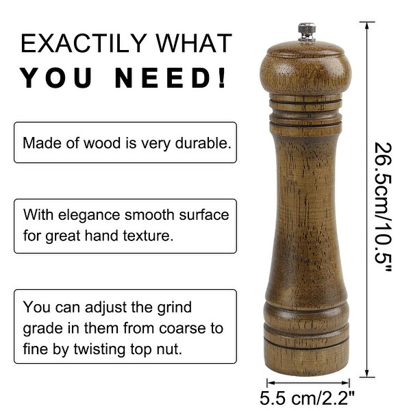 Wooden Salt Pepper Grinder Pepper Mills with Adjustable Coarseness - Walnut Color