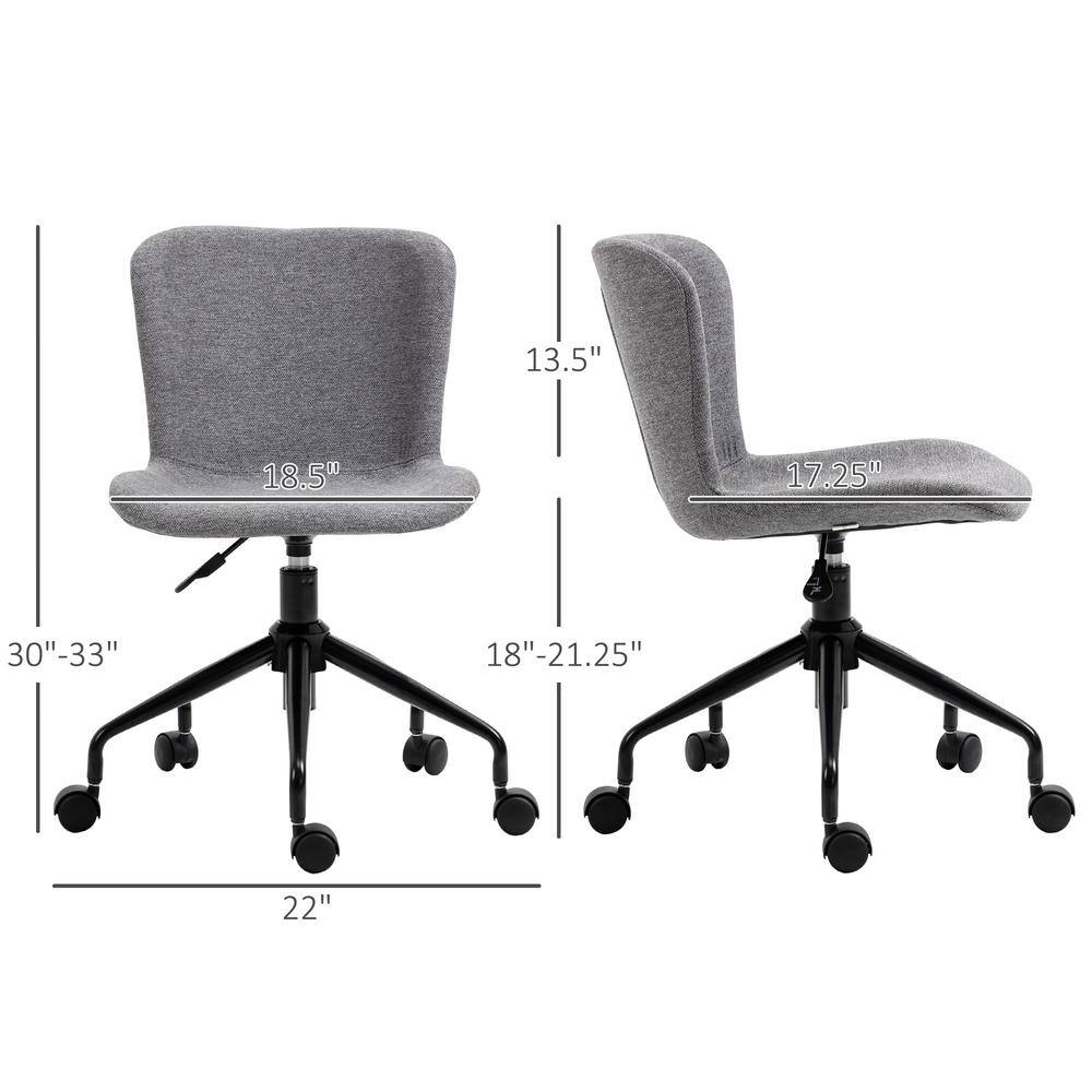 Vinsetto Dark Grey Linen-feel Fabric Seat Swivel Task Chair without Arms 921-486CG