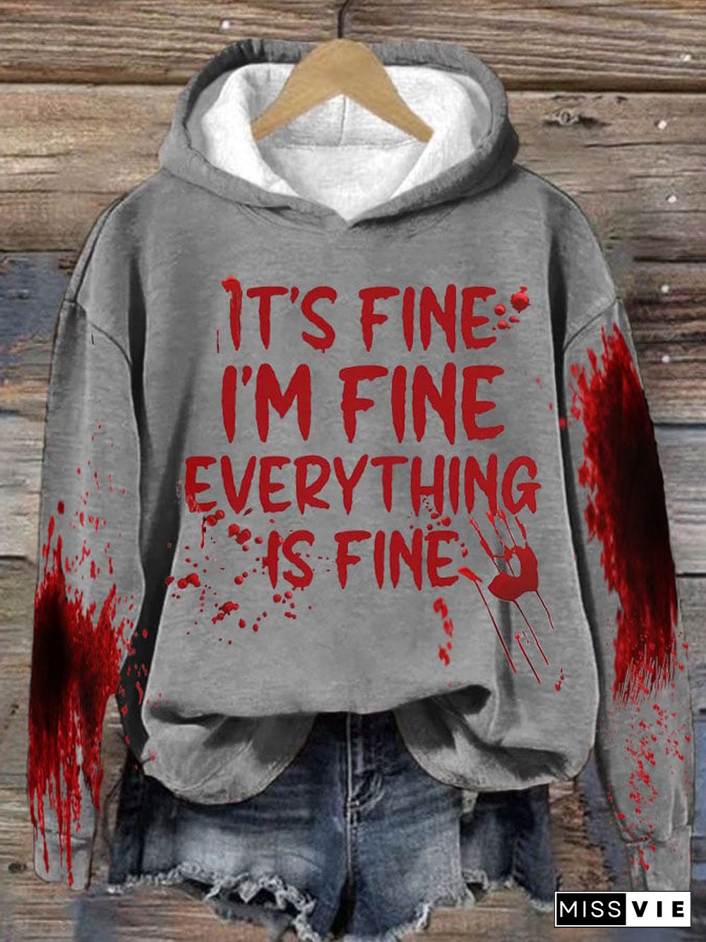 It'S Fine It'S Fine Everyting Is Fine Halloween Women'S Printed Casual Long-Sleeved Sweatshirt