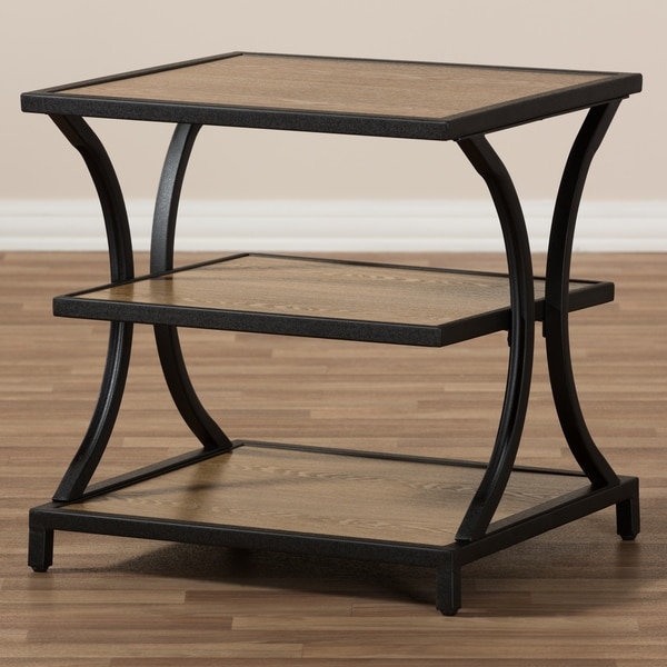 Rustic Brown and Black End Table by Baxton Studio