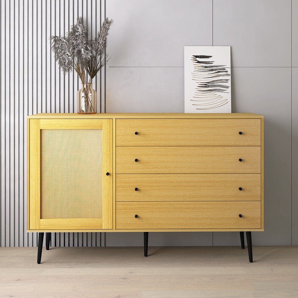 55 inch Wood Sideboard with 4 Long Drawers