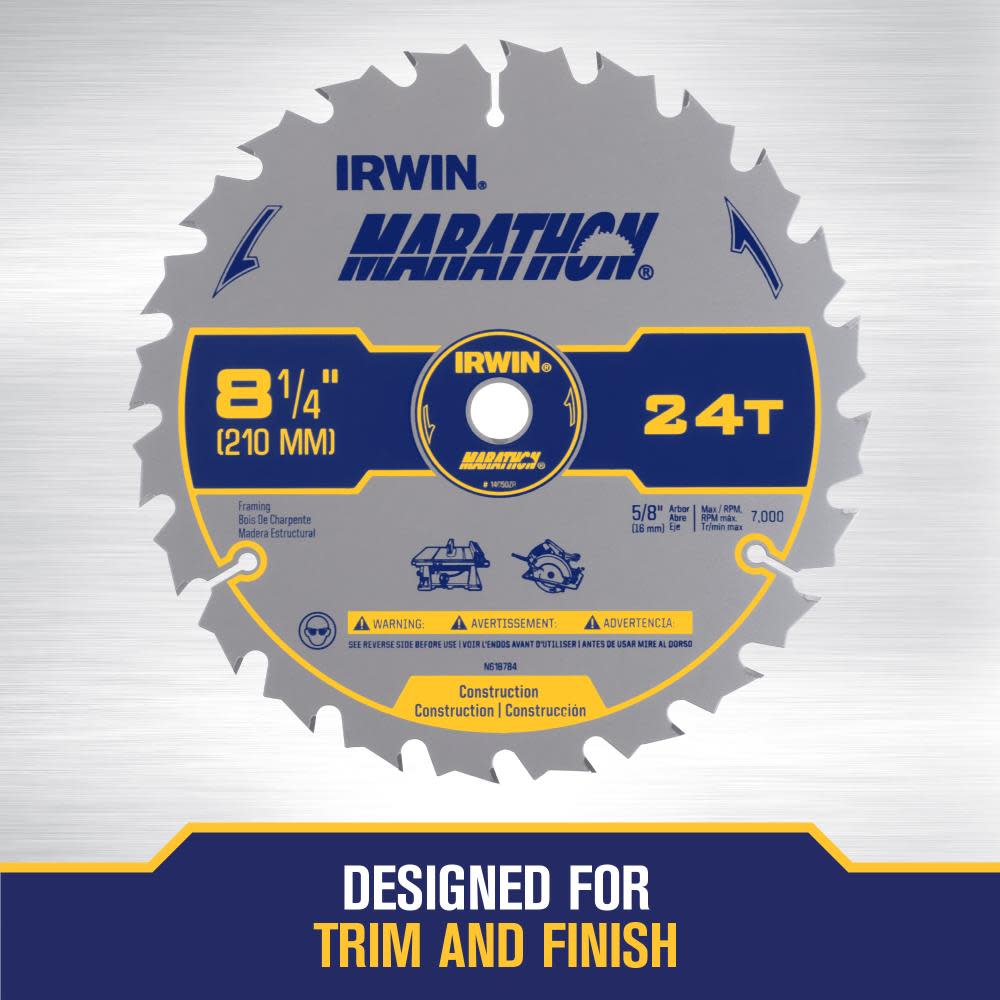 IRWIN  SAW BLADE 8 1/4 24T MARATHON CD ;