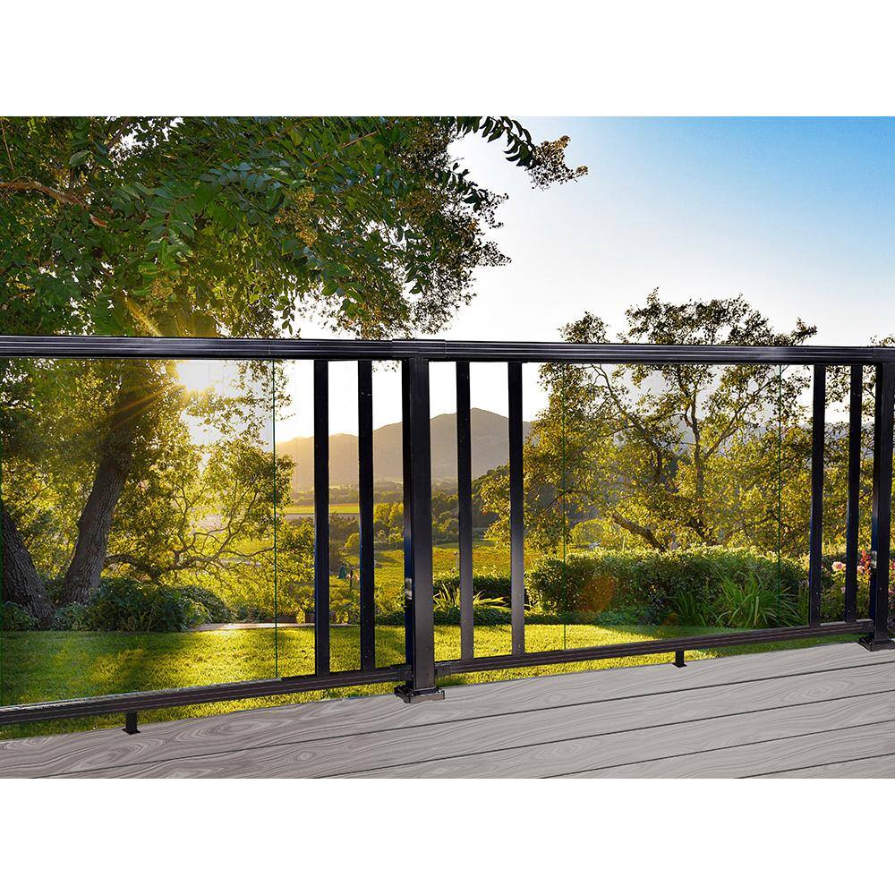 Peak Aluminum Railing 6 ft. Black Aluminum Deck Railing Hand and Base Rail 50111