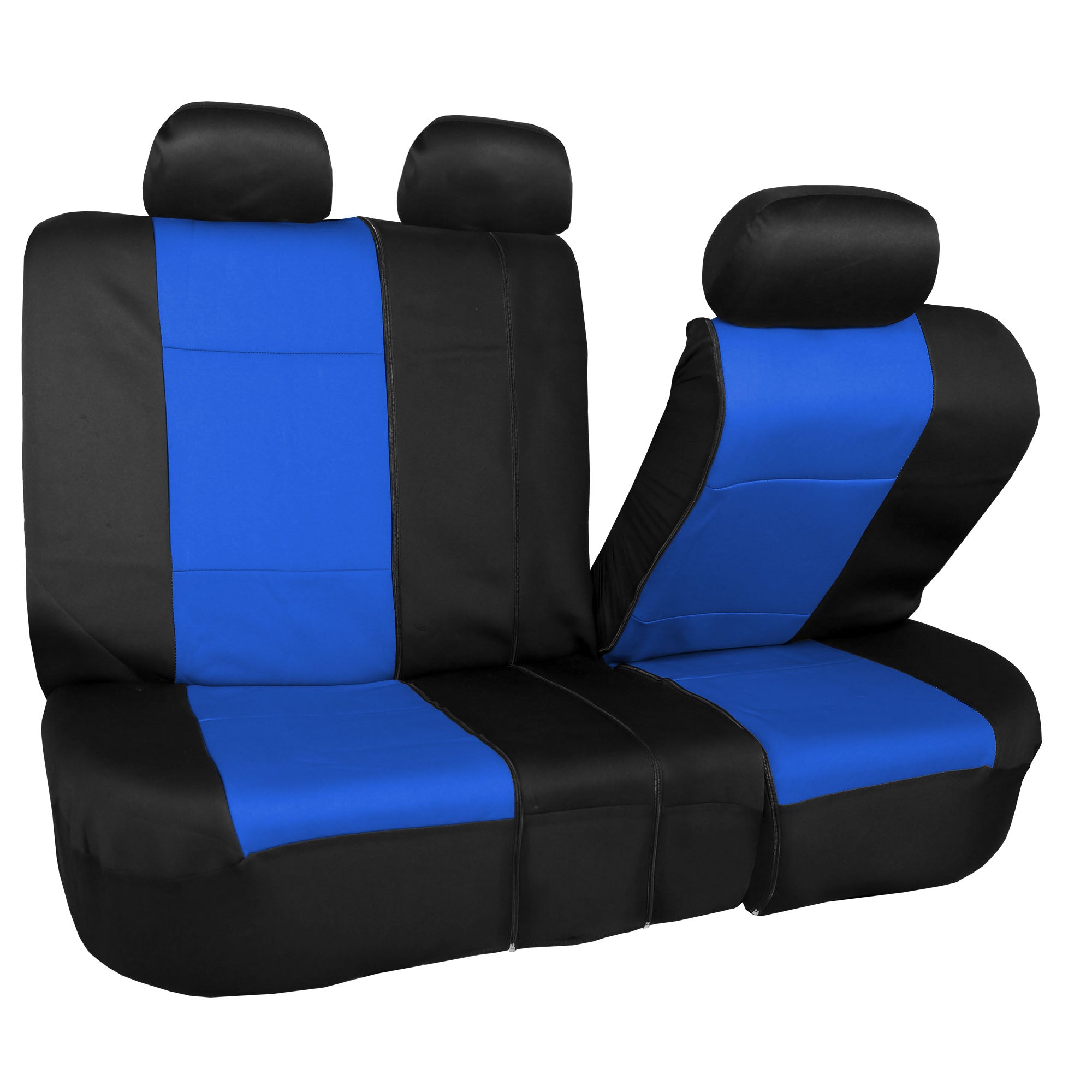 FH Group Neoprene 3 Row Car Seat Covers For SUV， Airbag Ready Split Bench 7 Seater， Blue Black with Free Air Freshener