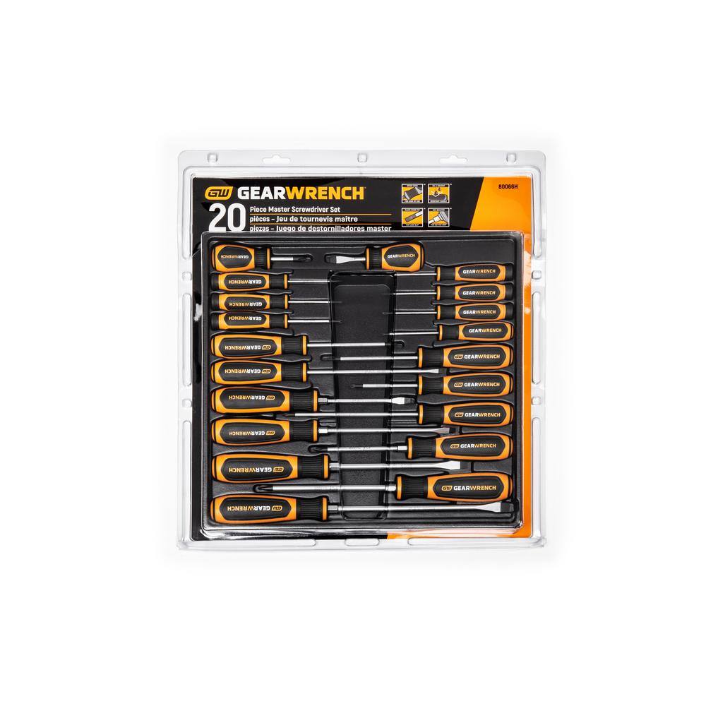 GEARWRENCH 20 Pc. PhillipsSlottedTorx Dual Material Screwdriver Set 80066H