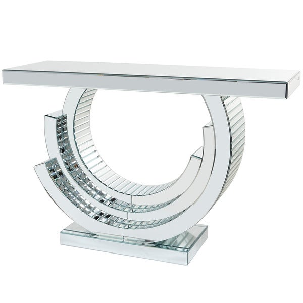 Silver Glass Mirrored Console Table