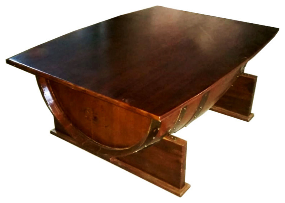 Lift Top Oak Barrel Coffee Table with Storage Compartment   Rustic   Coffee Tables   by Master Garden Products  Houzz