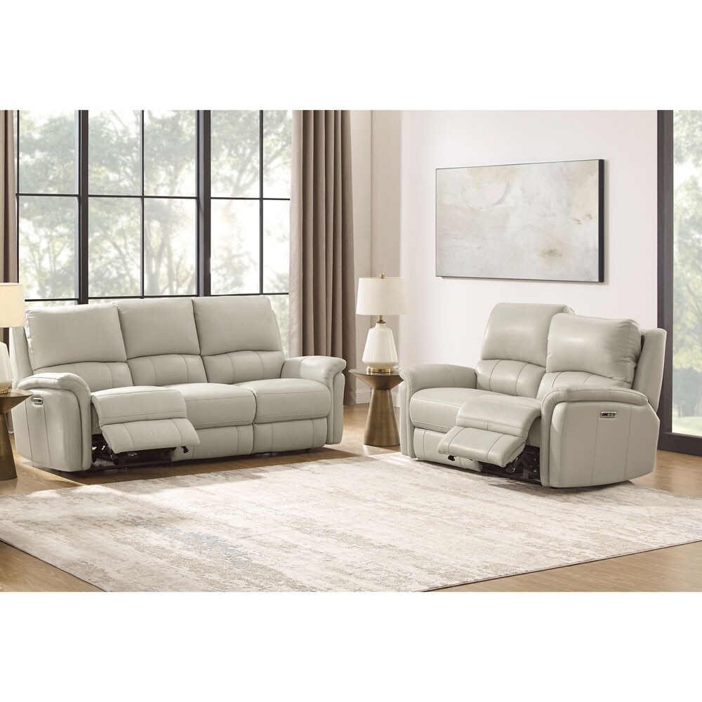 Hydeline Erindale Zero Gravity Power Recline and Headrest Top Grain Leather Sofa and Loveseat with Built in USB Ports