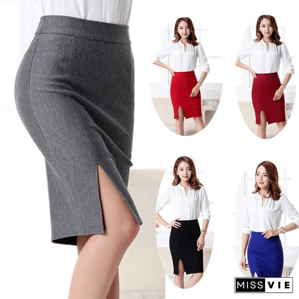 Hot Women's Bodycon High Waist Business Career Office Knee Lenght Pencil Skirt