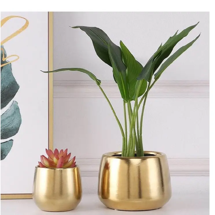 Decorative Gold Finished Metal Planter Home Indoor Outdoor Garden Usage Customized Size Metal Planter