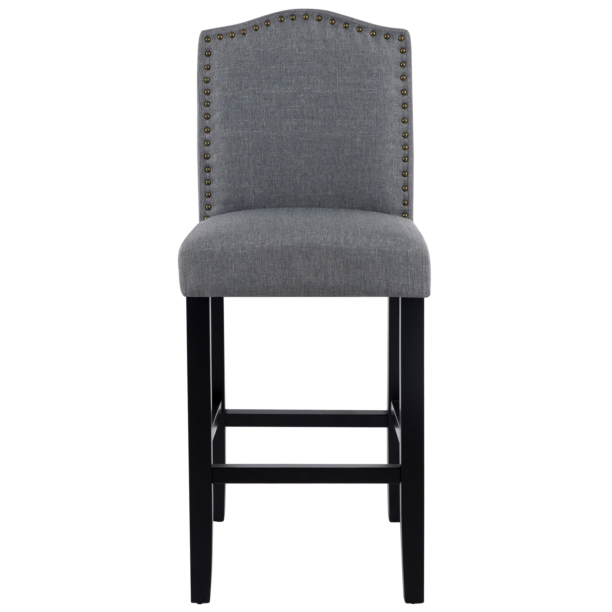 Fabric Upholstered Gray Counter Height Dining Chair with Nailhead Trim，Set of 2