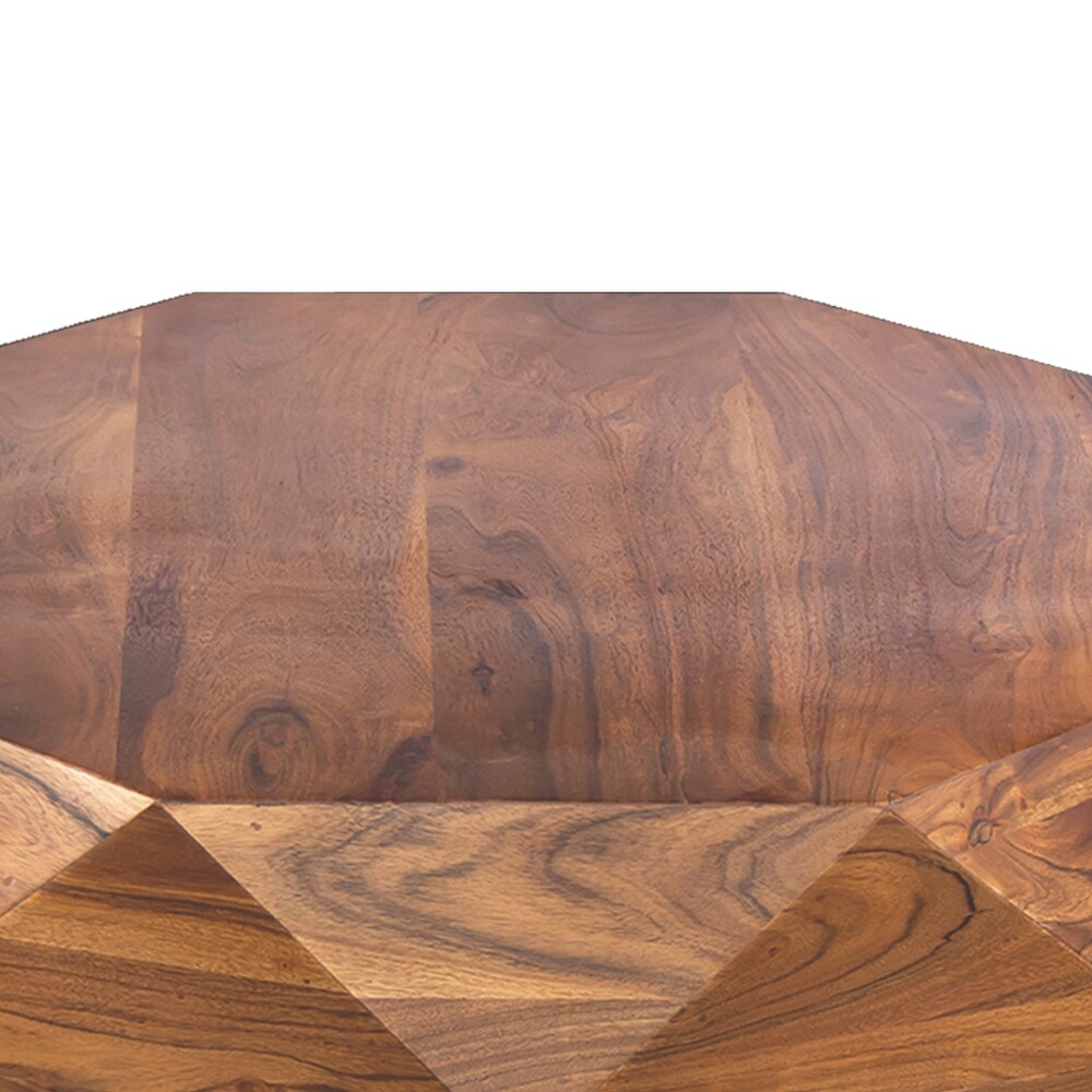 Diamond Shape Acacia Wood Coffee Table With Smooth Top  Dark Brown