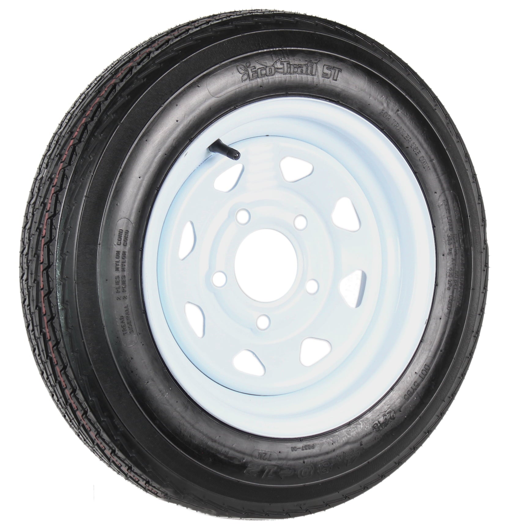 2-Pk Trailer Tire On Rim 480-12 4.80-12 4.80x12 in. LRC 5 Hole White Spoke Wheel