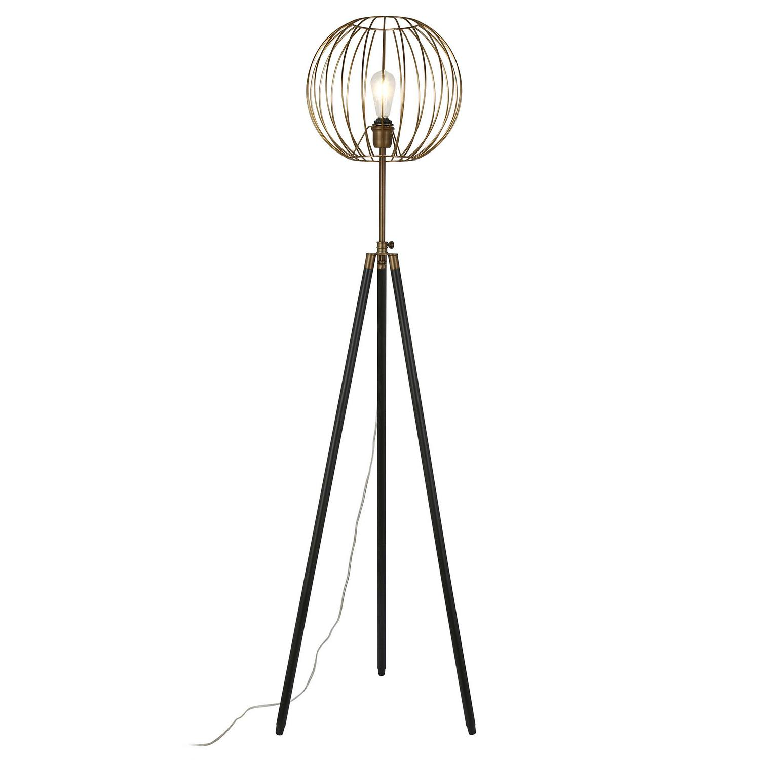 EvelynandZoe Traditional Metal Cage Tripod Floor Lamp