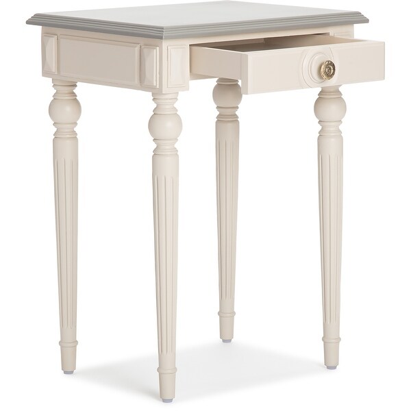 ClickDecor Amos Side Table with Drawer， Cream/Gray