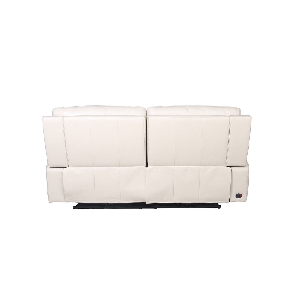 Jenson Leather Motion Cream Sofa with Power Head Rest   41'' H x 78'' W x 40'' D