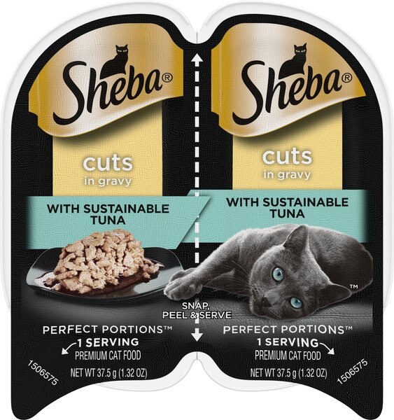 Sheba Perfect Portions Grain-Free Signature Tuna Cuts in Gravy Entree Cat Food Trays