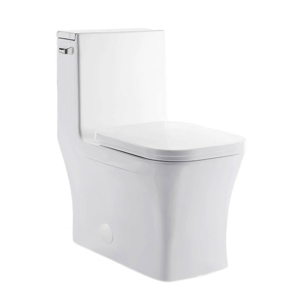 Swiss Madison Concorde 1-Piece 1.28 GPF Left Side Single Flush Handle Square Toilet in White with Seat Included SM-1T107