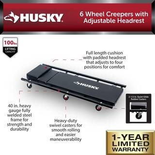 Husky 6 Wheel Creepers with Adjustable Headrest HD00109