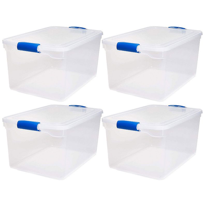 Homz 66 Quart Heavy Duty Modular Stackable Storage Containers， Clear， 4 Pack