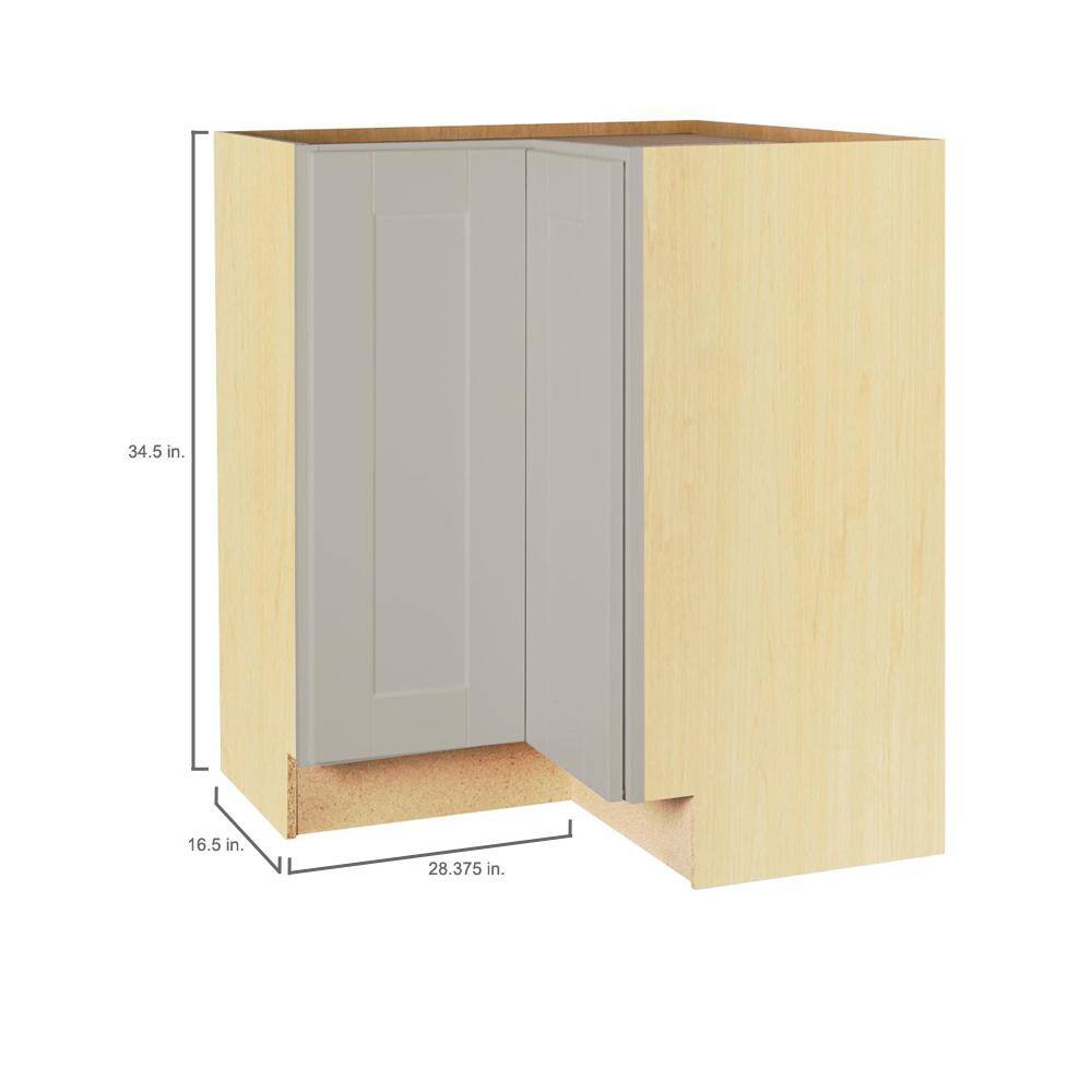 Hampton Bay Shaker 28.5 in. W x 16.5 in. D x x 34.5 in. D x in Dove Gray Assembled Lazy Susan Corner Base Kitchen Cabinet KBLS36-SDV