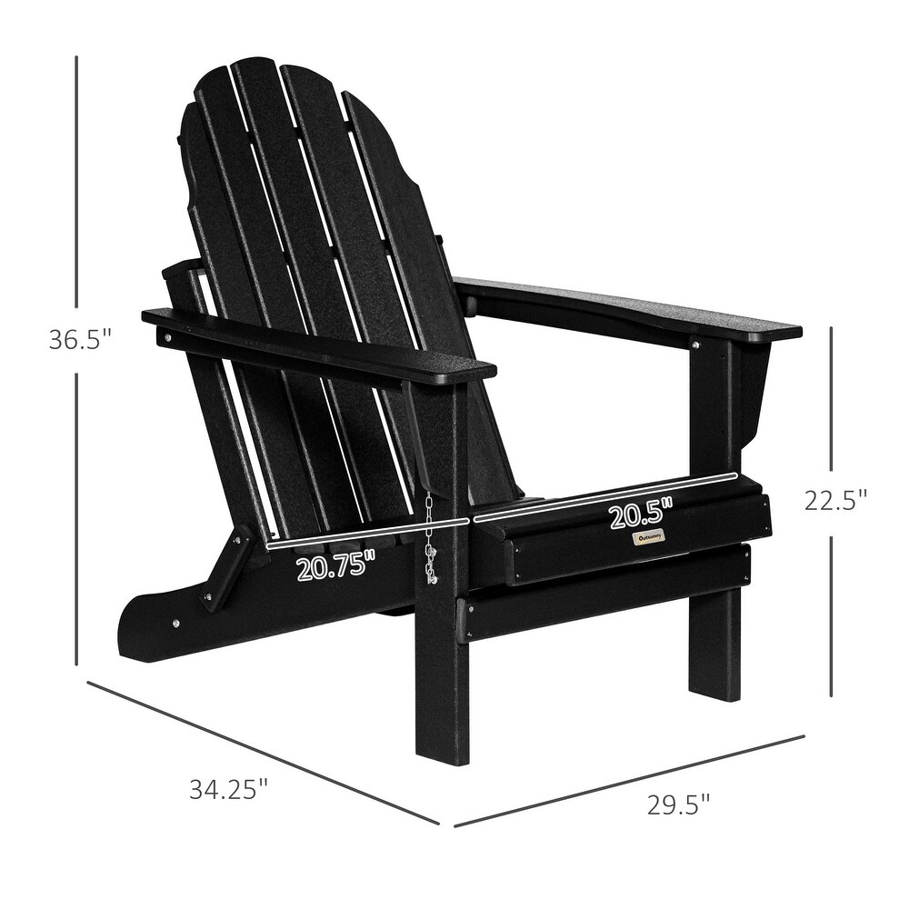 Outsunny Folding Adirondack Chair  HDPE Outdoor  Weather Plastic Lounge Beach Chairs for Patio Deck and Lawn Furniture