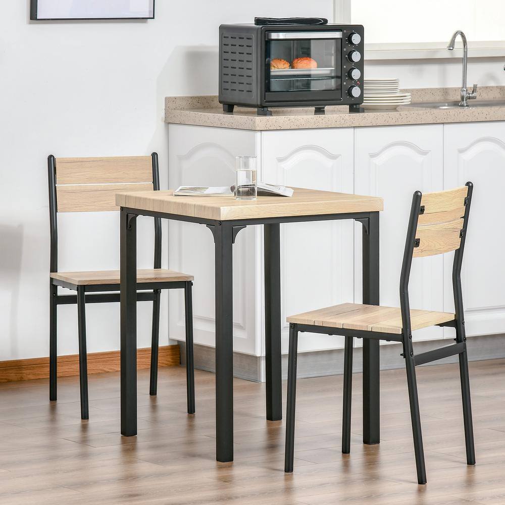 HOMCOM 3-Piece Wood Grain Kitchen Table Dining Set 835-090