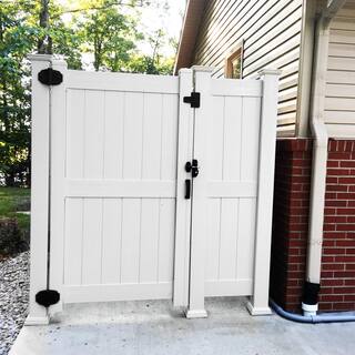 Weatherables Augusta 3.7 ft. W x 8 ft. H White Vinyl Privacy Fence Gate Kit SWPR-3R-8X44.5