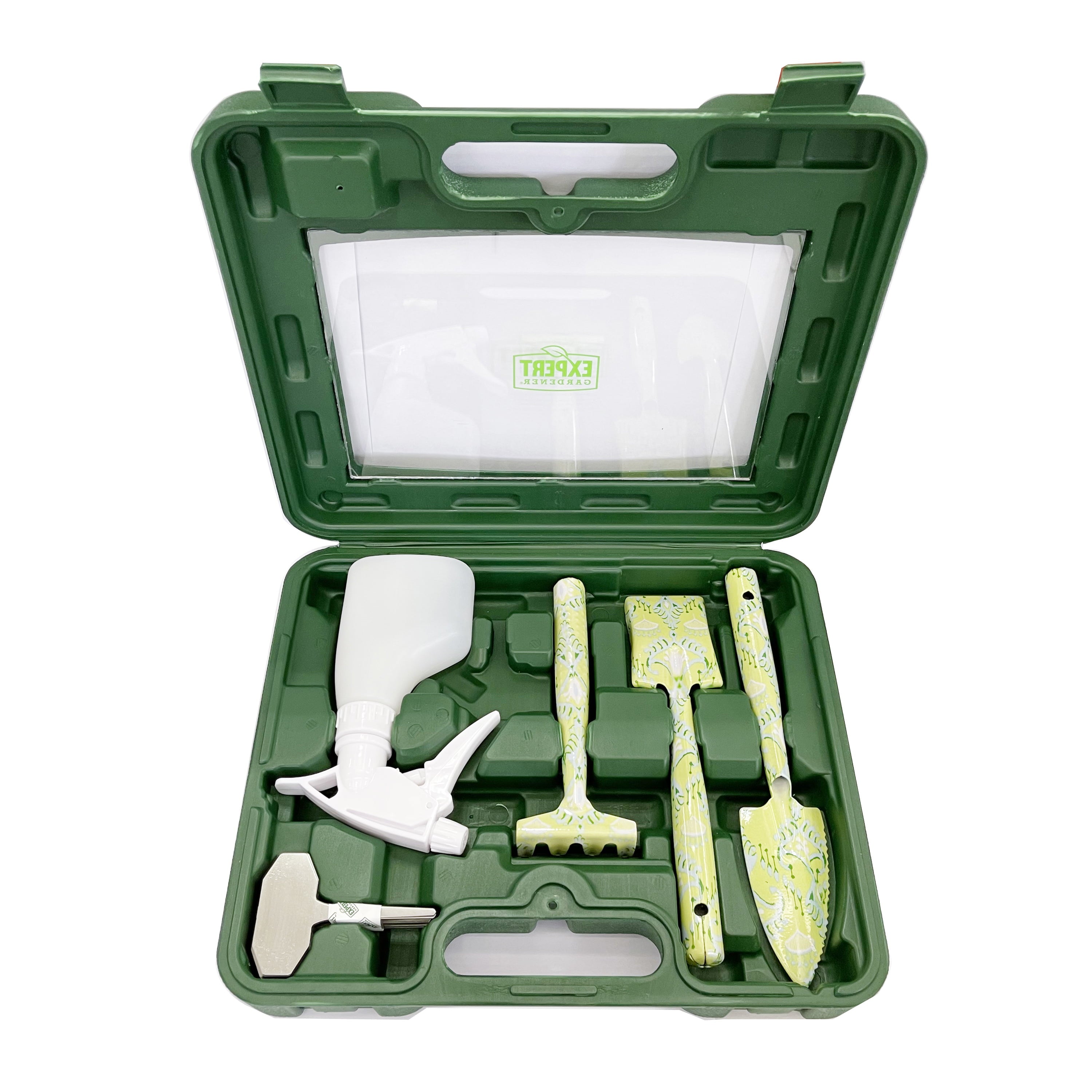 Expert Gardener Indoor Garden Tool Set with Carrying Case, Green (24 Pieces)