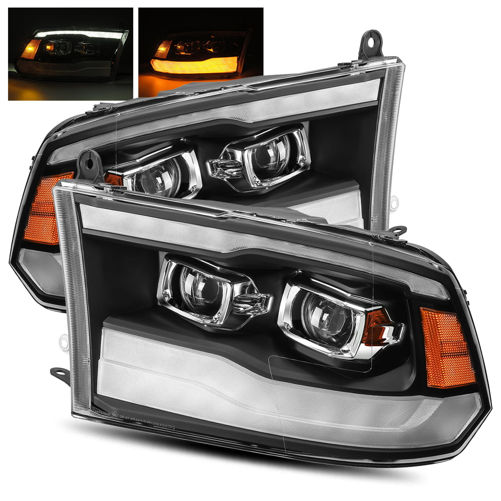 AlphaRex Black 09-18 Ram 1500/10-18 Ram 2500/3500 DRL/Signal LED Dual Projector Headlights