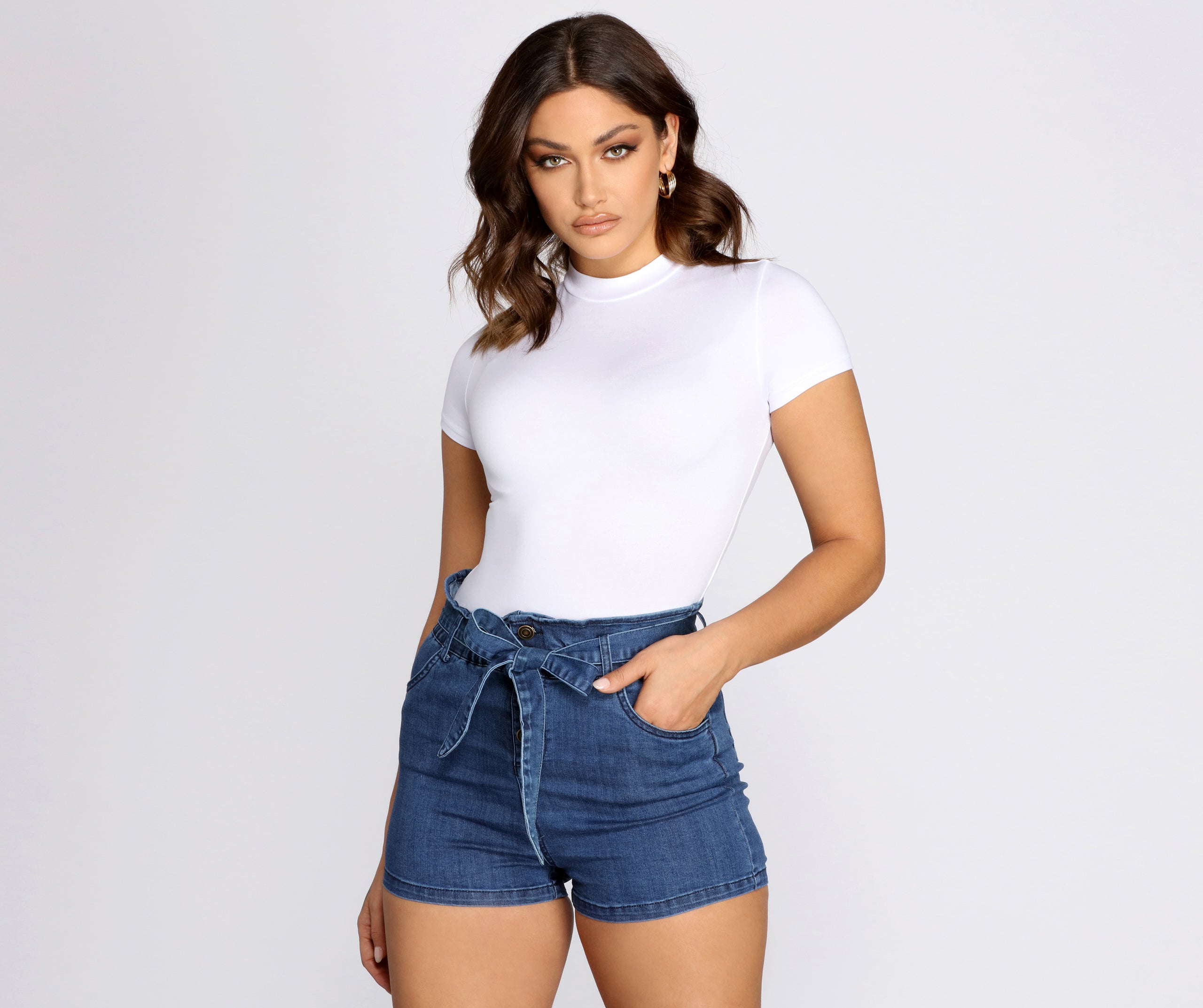 Mock Neck Cap Sleeve Bodysuit