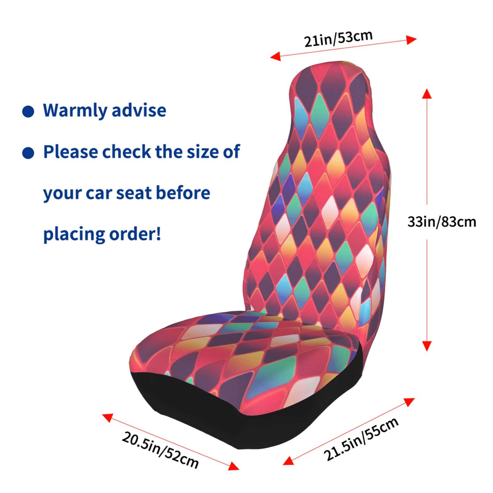 TEQUAN Front Seat Covers， Geometric Diamond Shape Tile Pattern 2 Piece Car Seat Cover Fit Most Car SUV Truck Van