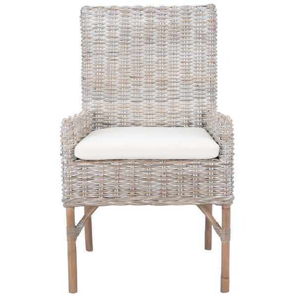 SAFAVIEH Nancy Coastal Rattan Accent Chair with Cushion - 18.5