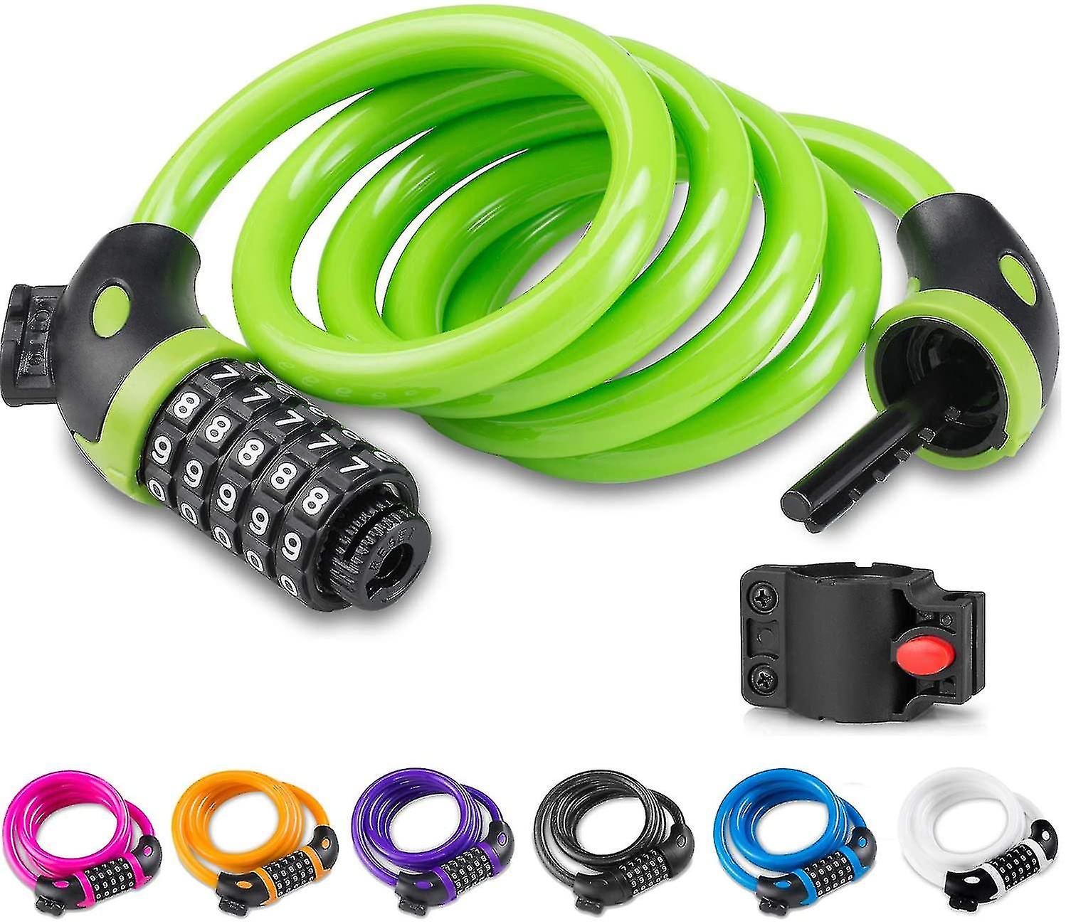 Bicycle Lock With 5 Digit Code 1.2m/4 Ft Bicycle Cable Lock (green)