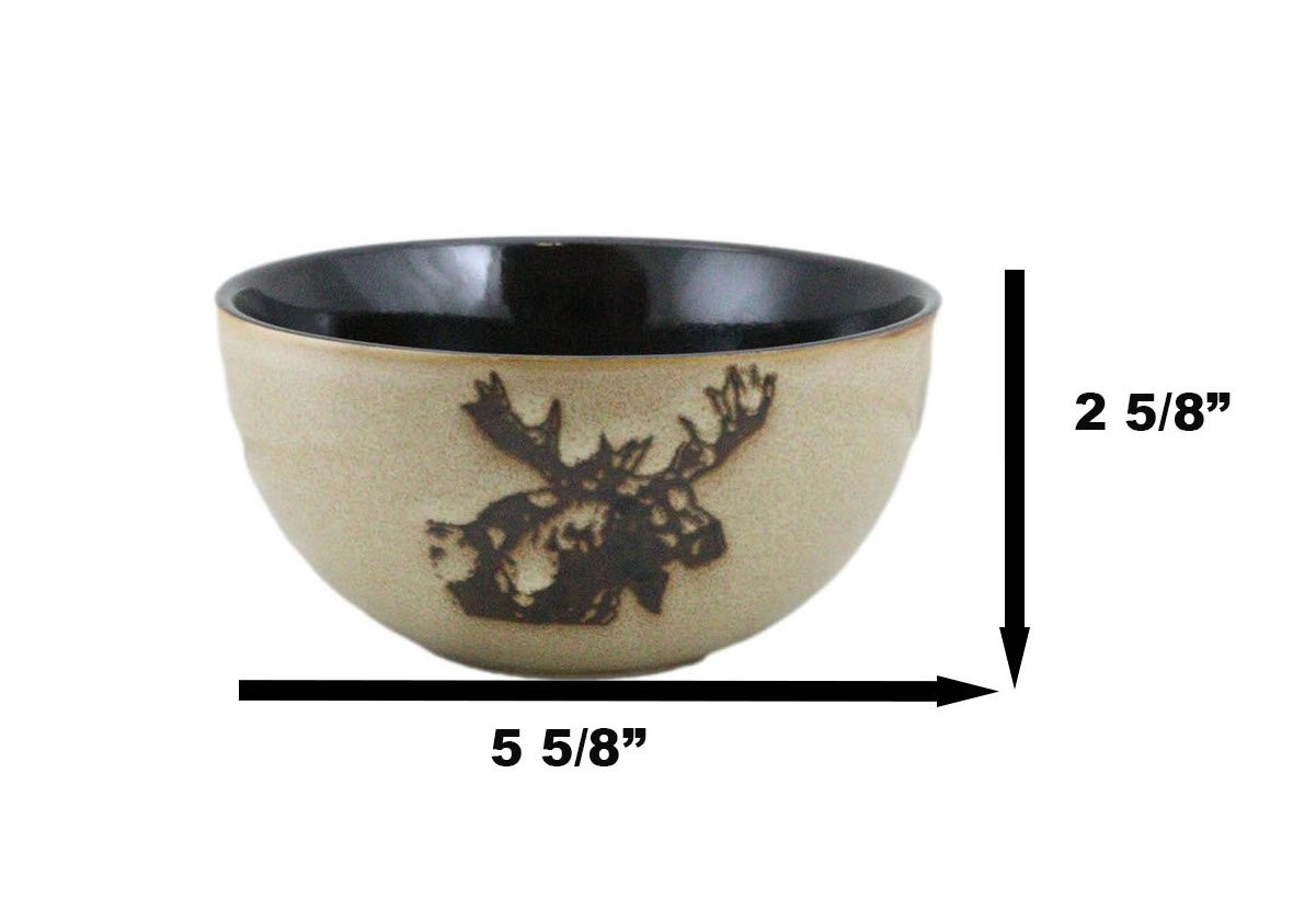 Pack Of 2 Rustic Emperor Giant Stag Elk Moose Deer Pasta Salad Soup Bowls 21Oz