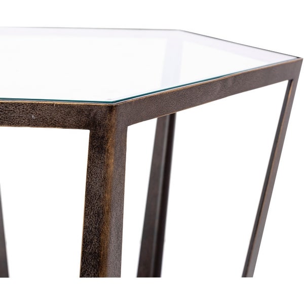 Nilae Angular Glass and Metal Bronze End Table - 22