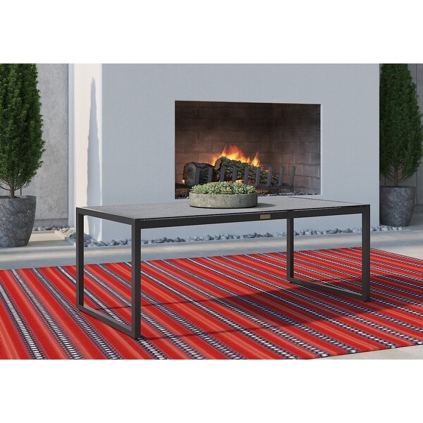 Tommy Hilfiger Hampton Outdoor Coffee Table with Natural Gray Pebbled Glass