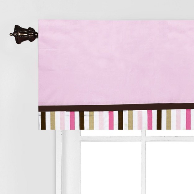 Bacati Solid With Stripes Pink choc Window Valance