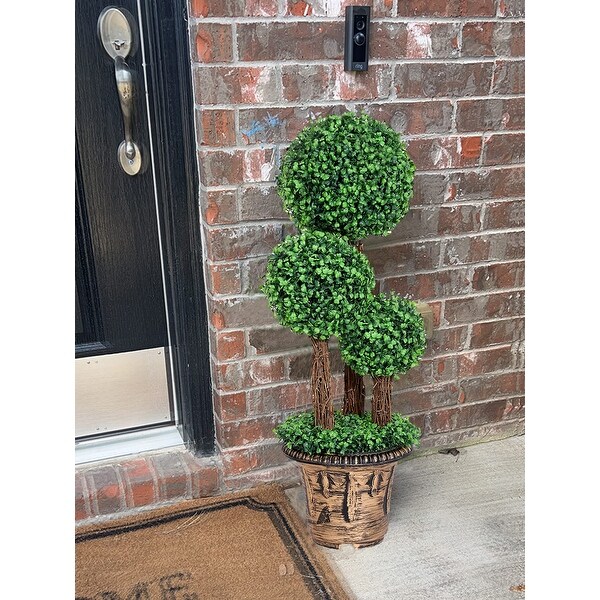 Artificial Topiary Triple Ball Tree Garden Decor