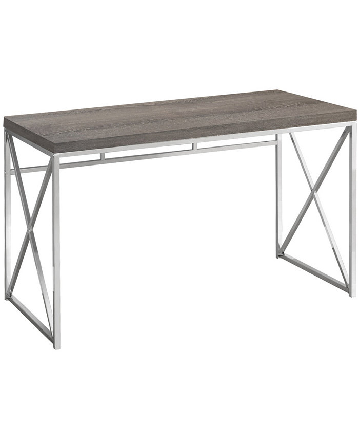 Monarch Specialties 48L Chrome Metal Computer Desk in Dark Taupe