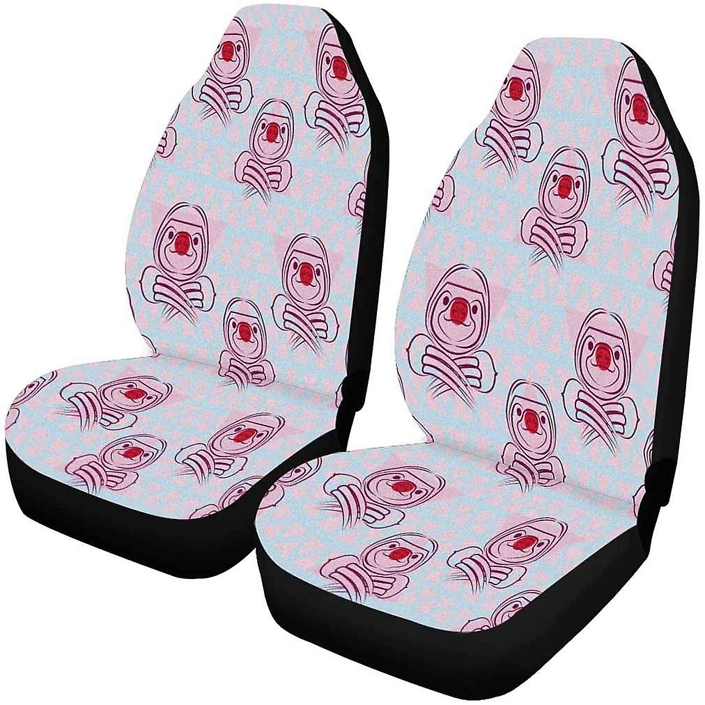 Set Of 2 Car Seat Covers Cute Cartoon Sloth Universal Auto Front Seats Protector Fits For Car，suv Sedan，truck D---44470