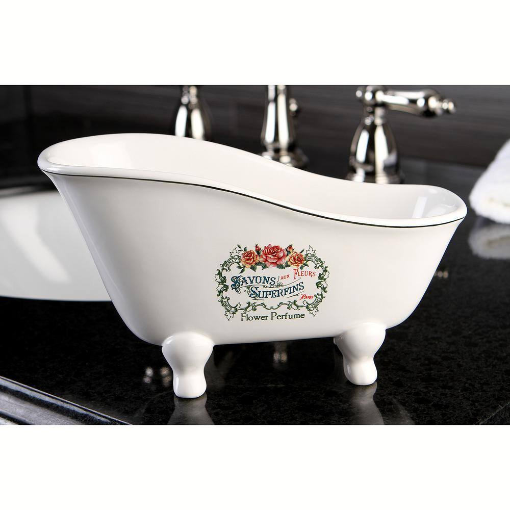 Kingston Brass Savons Aux Fleurs Slipper Claw Foot Tub Soap Dish in White HBATUBSRW