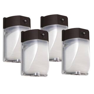 Feit Electric 8 in. 40-Watt Integrated LED Bronze Dusk to Dawn Sensor Security Wall Pack Outdoor Lights Daylight 5000K (4-Pack) S8WPK850DDBZ4