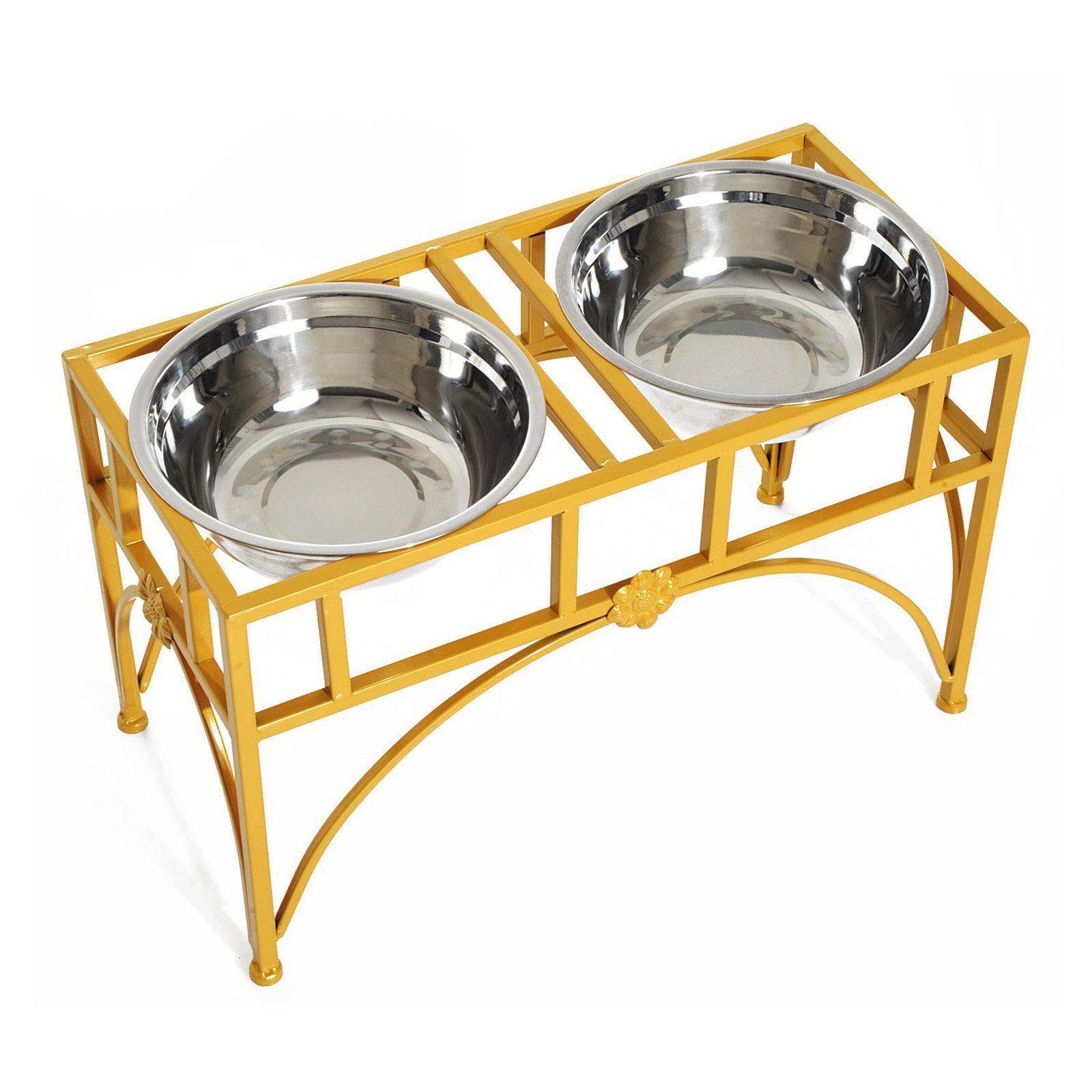 Pawhut Elevated Double Stainless Steel Bowl Dog and Cat Feeder