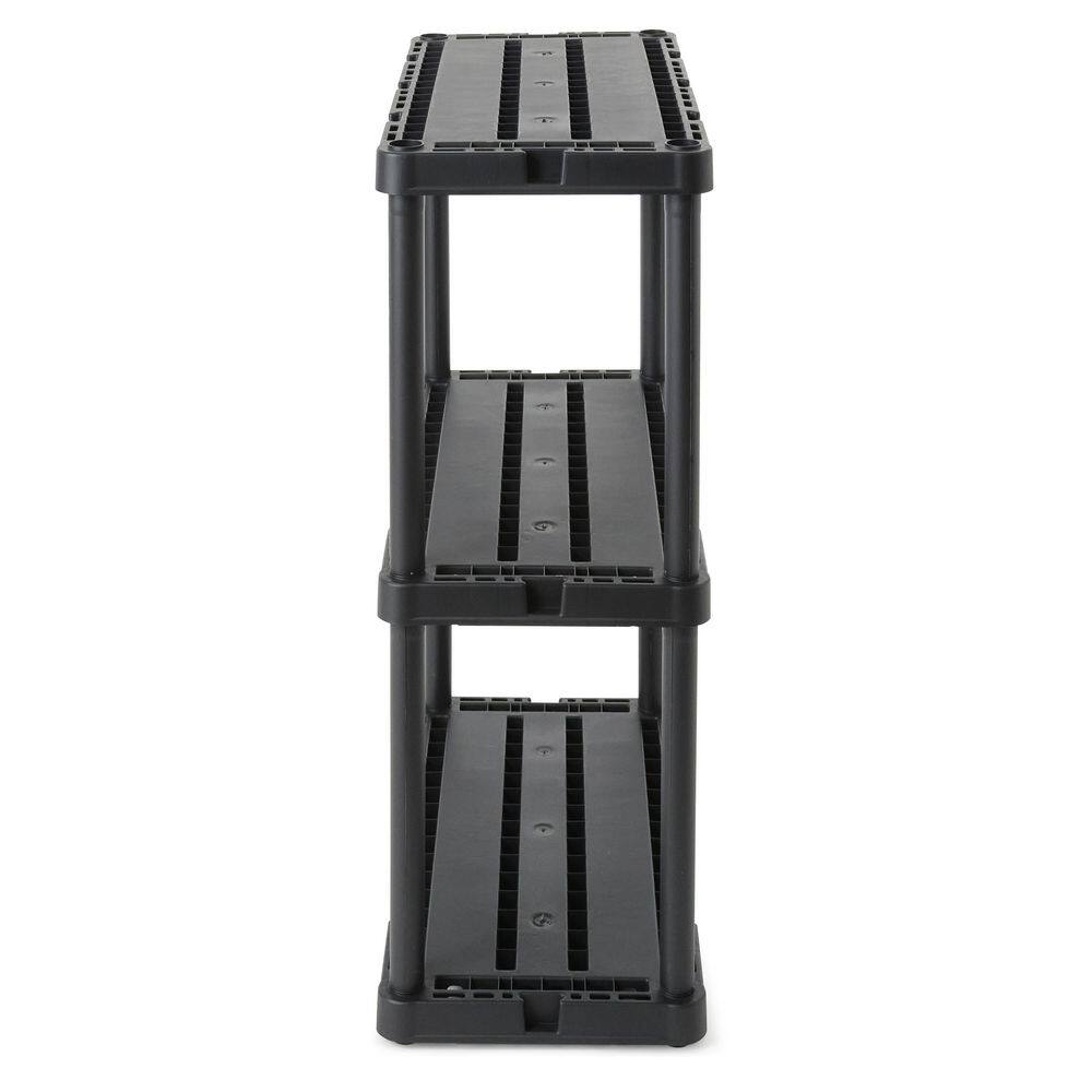 GRACIOUS LIVING 3 Shelf Knect-A-Shelf Solid Light Duty Storage Unit Black 4Pack 4 x 91082-1C